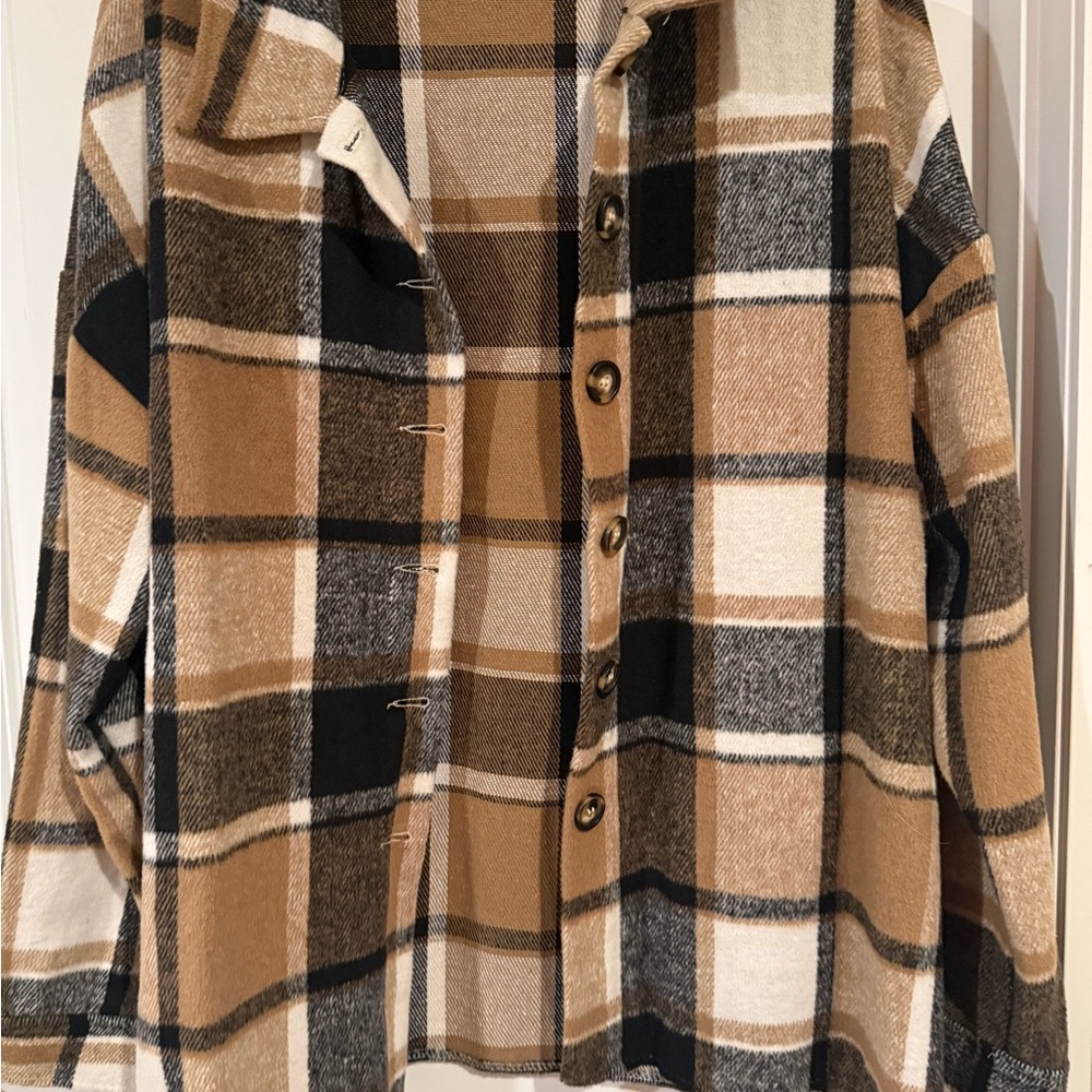 Women's Plaid Jacket - Brown and Black
